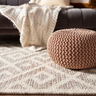 Hand-Knitted Braided Cotton Pouffe Round Floor Cushion Blue Blush Pink or Grey — Allure Home Collections