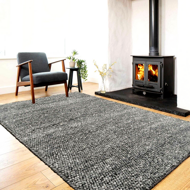 Power loomed wool blend floor rug charcoal 130x180cm