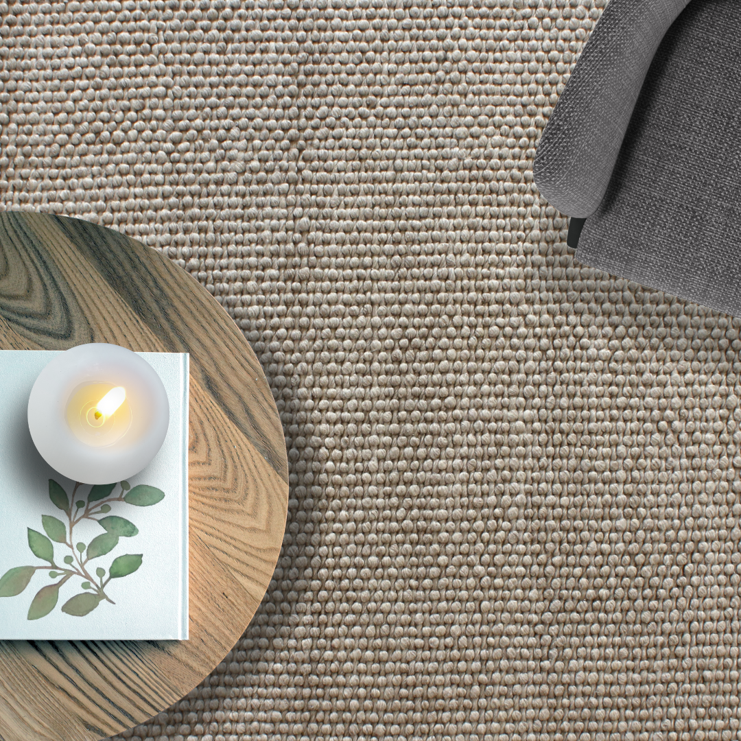 Hand Woven Loop Pile Wool Rug, Ivory Grey 160x230cm