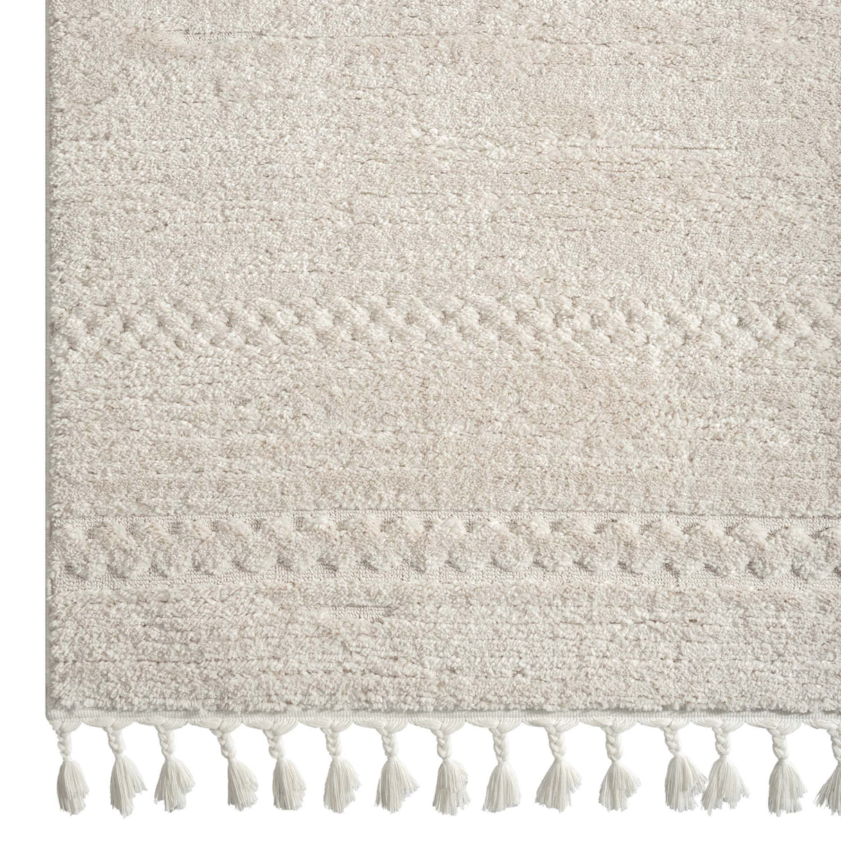 Addie Plush Soft Pile Area Rug — High-and-Low 20mm Sculpted Pile, Tassels — Allure Home Collections