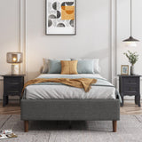 Dark grey queen bed frame mattress foundation — full front view — Allure Home Collections