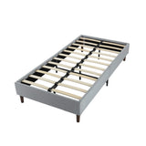 Light Grey Queen Bedframe with Wooden Slats