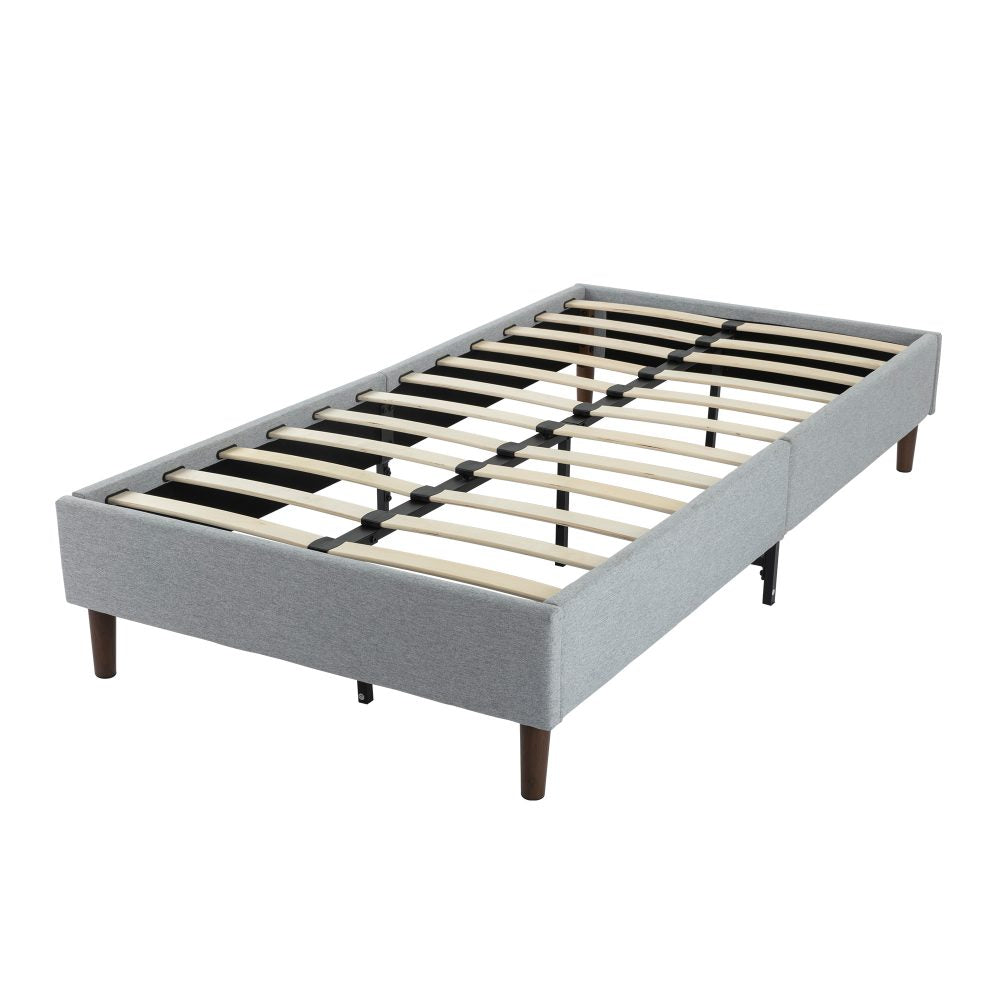 Light Grey Queen Bedframe with Wooden Slats