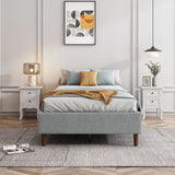 Light Grey Queen Bedframe with Wooden Slats
