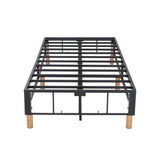 Blue double metal bed frame showing easy assembly components — Allure Home Collections