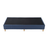Blue bed frame from foot end showing full proportions — Allure Home Collections