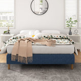Blue queen metal bed frame headboard close-up showing powder-coated finish — Allure Home Collections