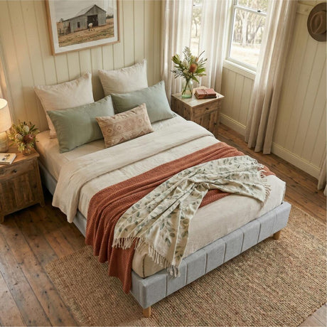 Vetralla King Bed Frame, Light Grey