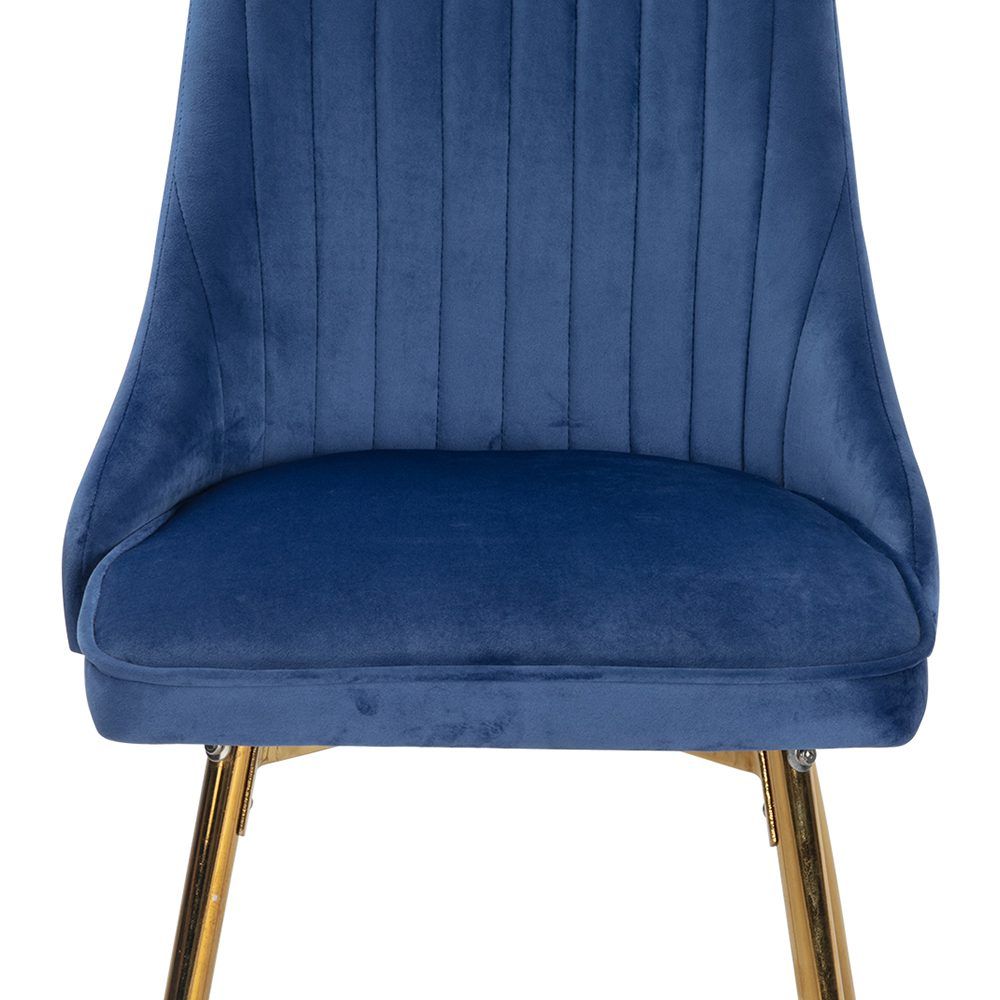 Kingsford blue velvet dining chair with gold metal legs