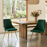 Kingsford green velvet dining chair with gold metal legs
