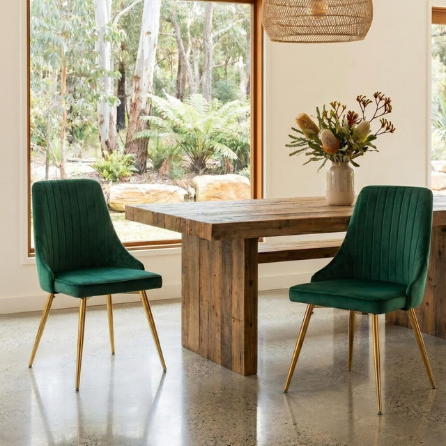 Kingsford green velvet dining chair with gold metal legs