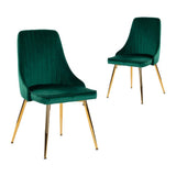Kingsford green velvet dining chair with gold metal legs