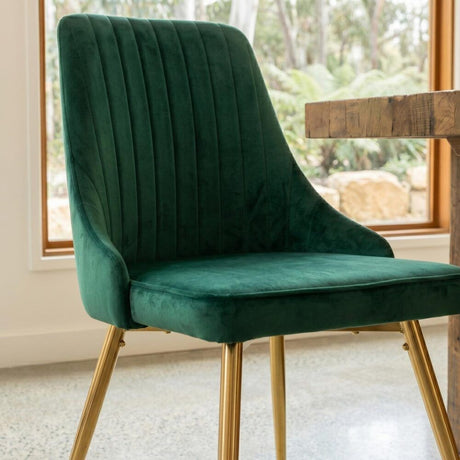 Kingsford green velvet dining chair with gold metal legs
