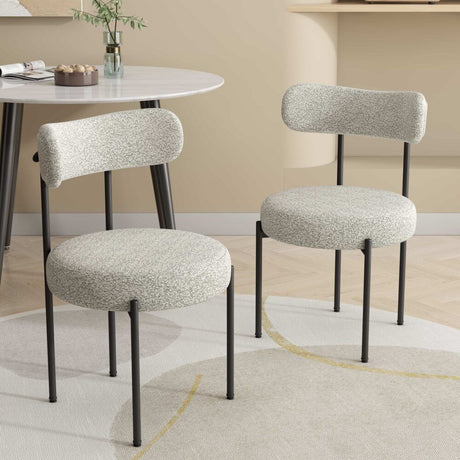 Angaston white boucle dining chair in a modern dining room