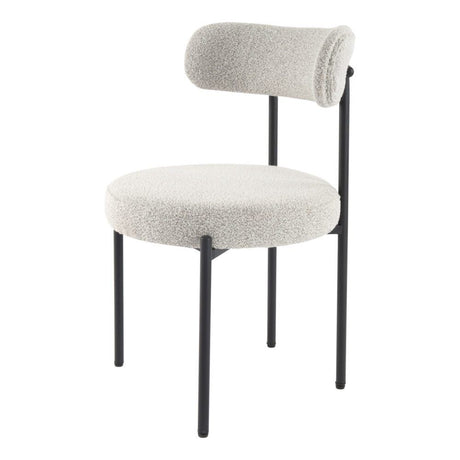 Angaston white boucle dining chair in a modern dining room