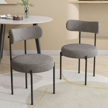Angaston grey boucle dining chair in a modern dining room