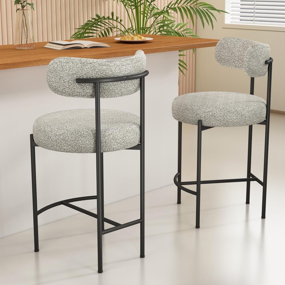 Shoreham Boucle Bar Stool, White 2pcs