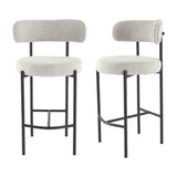 Two Elsa white boucle bar stools at kitchen island — Allure Home Collections