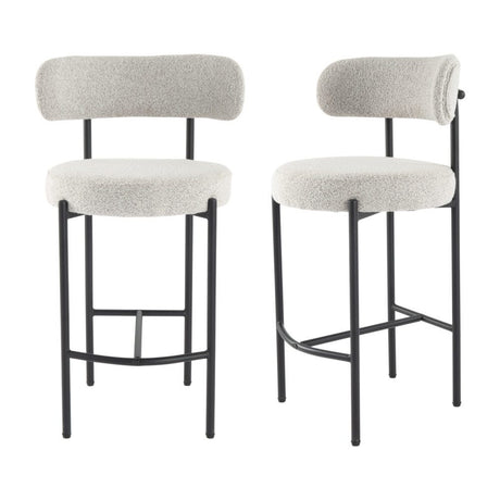 Two Elsa white boucle bar stools at kitchen island — Allure Home Collections