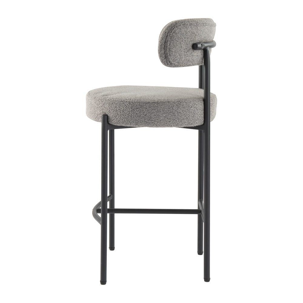 Mount Martha Boucle Bar Stool, Grey 2pcs