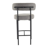 Elsa grey boucle bar stool seat close-up showing textured fabric — Allure Home Collections