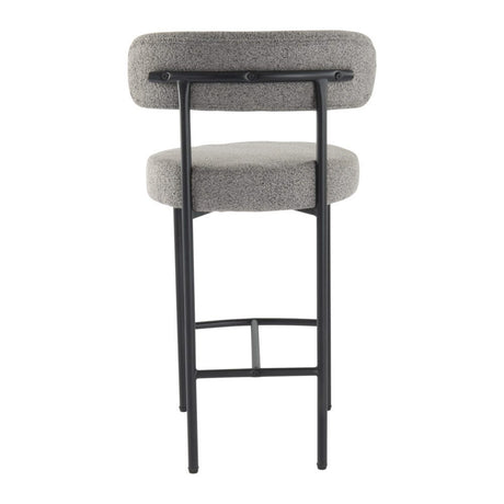 Elsa grey boucle bar stool seat close-up showing textured fabric — Allure Home Collections