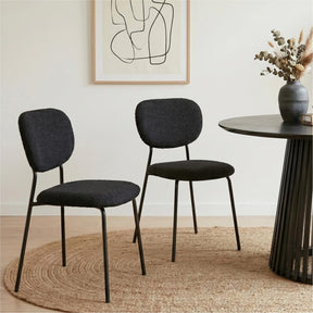Stockwell charcoal teddy boucle armless dining chair