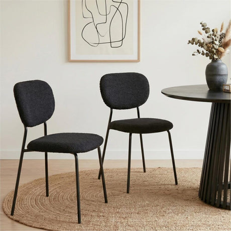 Stockwell charcoal teddy boucle armless dining chair