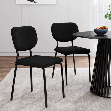 Stockwell charcoal teddy boucle armless dining chair