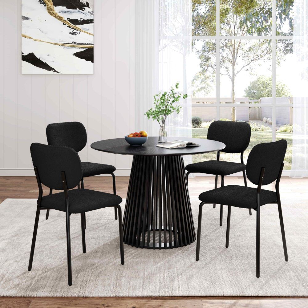 Stockwell charcoal teddy boucle armless dining chair