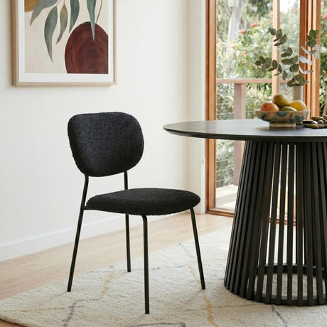 Stockwell charcoal teddy boucle armless dining chair