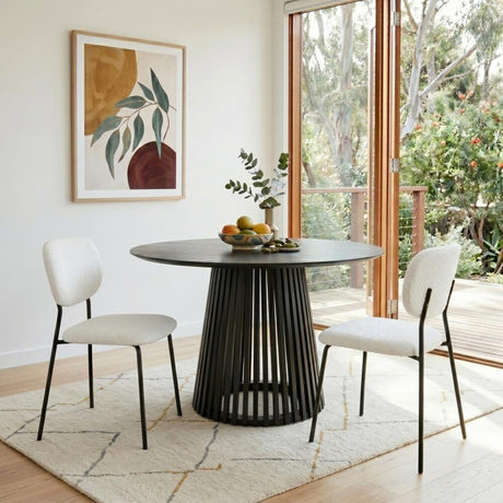 Stockwell white teddy boucle armless dining chair