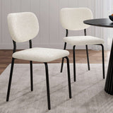 Stockwell white teddy boucle armless dining chair