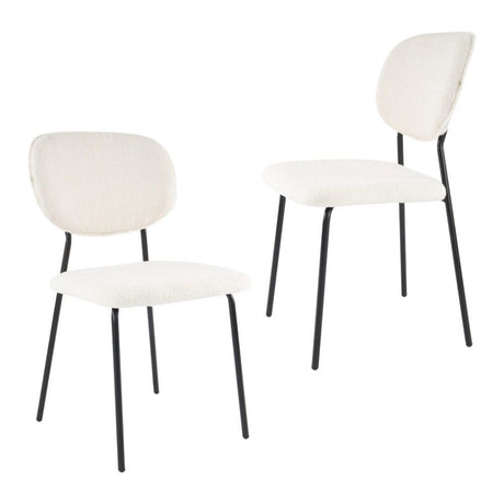 Stockwell white teddy boucle armless dining chair