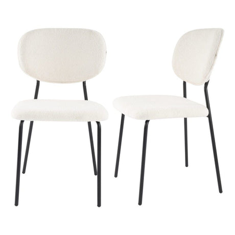 Stockwell white teddy boucle armless dining chair