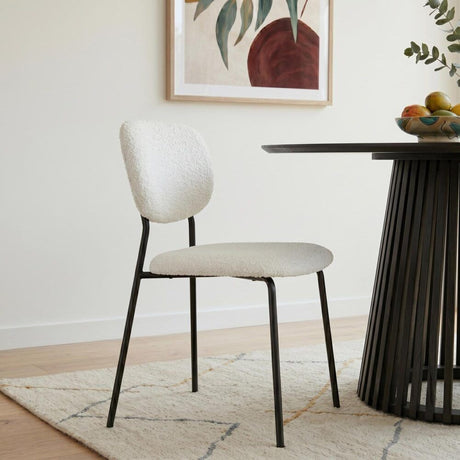 Stockwell white teddy boucle armless dining chair