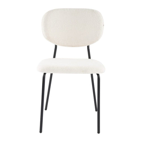 Stockwell white teddy boucle armless dining chair