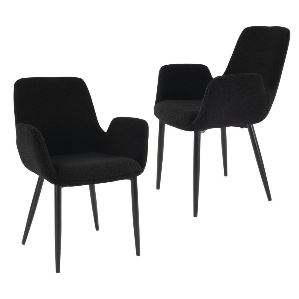 Crafers Armrest Dining Chair, Boucle 2pcs