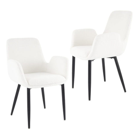 Rowland Flat white teddy boucle dining armchair in a modern dining room