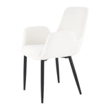 Rowland Flat white teddy boucle dining armchair in a modern dining room