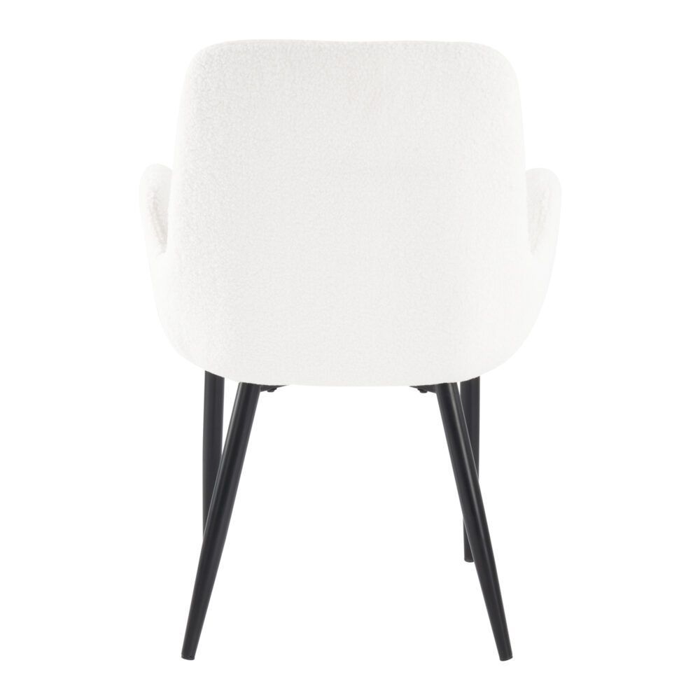 Rowland Flat white teddy boucle dining armchair in a modern dining room