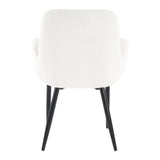 Rowland Flat white teddy boucle dining armchair in a modern dining room