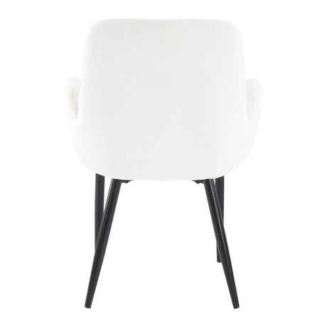 Rowland Flat white teddy boucle dining armchair in a modern dining room