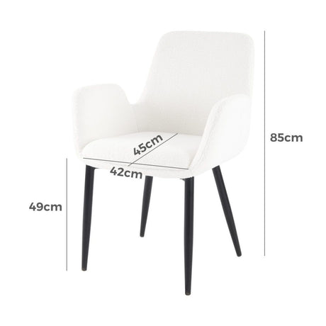 Rowland Flat Dining Armchair, White 2pcs