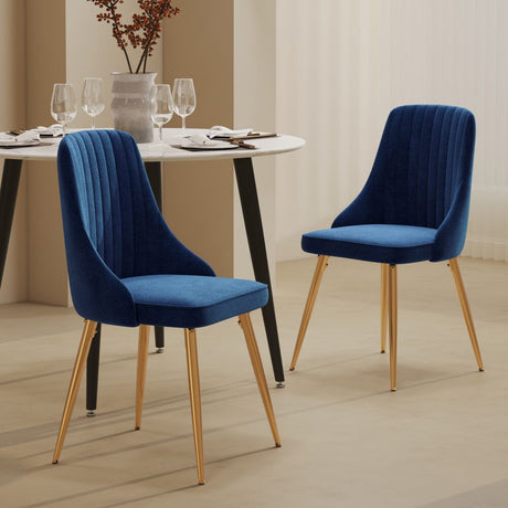 Birdwood 5 Piece Dining Set, Black Marble and Blue Velvet