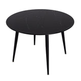 Birdwood 5 Piece Dining Set, Black Marble and Blue Velvet