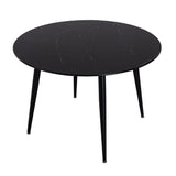 Birdwood 5 Piece Dining Set, Black Marble and Green Velvet
