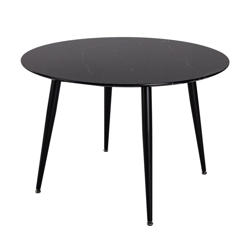 Birdwood 5 Piece Dining Set, Black Marble and Green Velvet