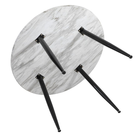 Birdwood 5 Piece Dining Set, White Marble and Green Velvet