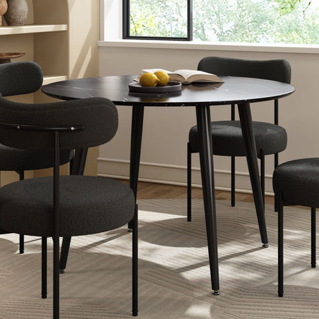 Clare Round Marble Dining Table, Black 110cm